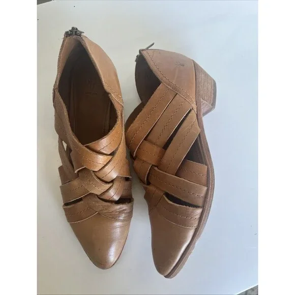 Frye Ray Huarache Tan Nude Woven Bootie Shootie Size 10 Western Boho Artsy - Picture 1 of 10